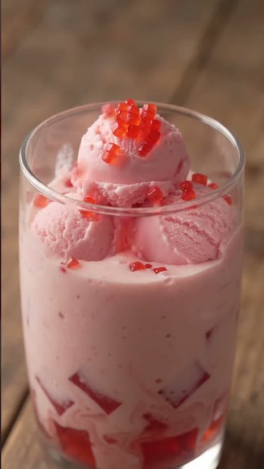 Cafe Style Strawberry Jelly Smoothie Float